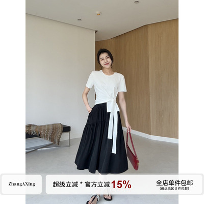 【现货】张阿星【私有浪漫】系带收腰设计小心机T恤+藏肉口袋半裙
