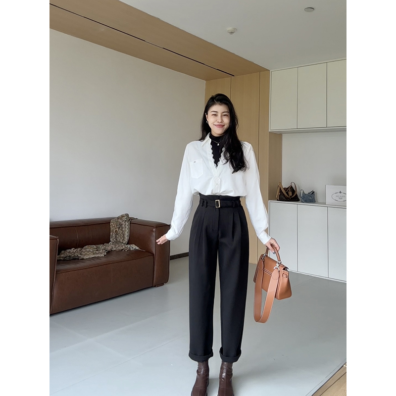 张阿星【山茶步曲】2025年新款假两件叠穿高级感衬衫+ 毛呢裤