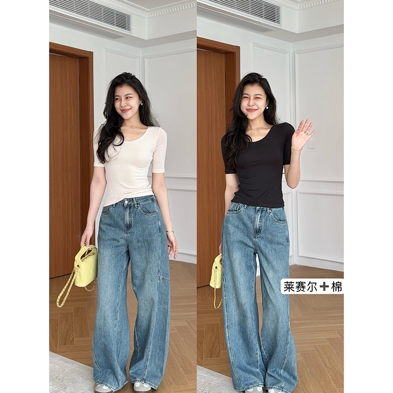 张阿星 【凉凉裤】 莱赛尔凉感裤夏季轻薄透气百搭高腰牛仔裤