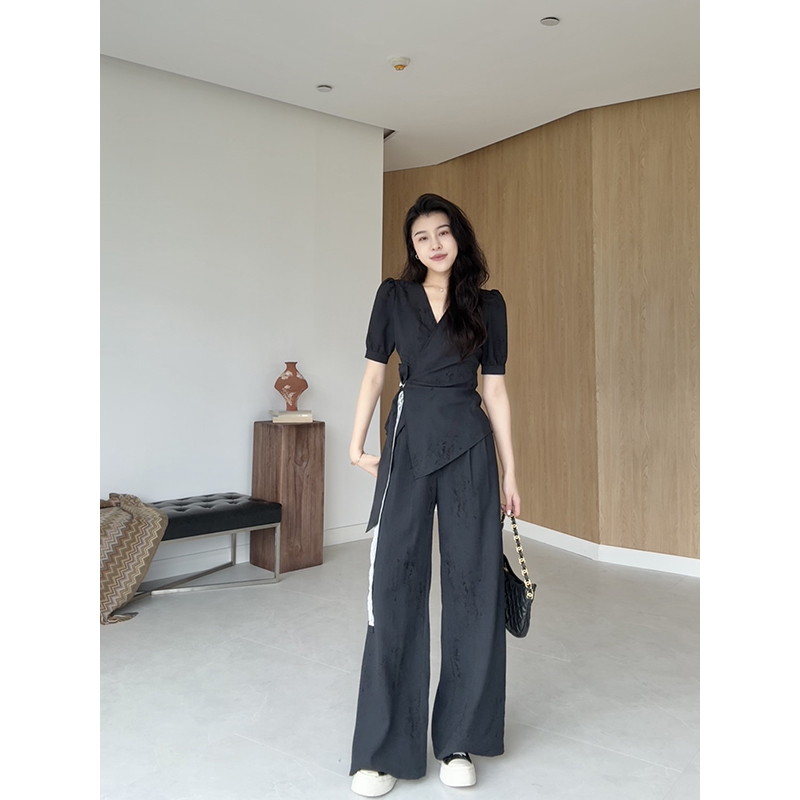 张阿星【静谧梦境】慵懒极简高级收腰衬衫印染长裤W425A02980