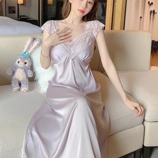 性感睡衣女春秋季 夏天 真丝法式 宫廷带胸垫纯欲风吊带睡裙2025新款