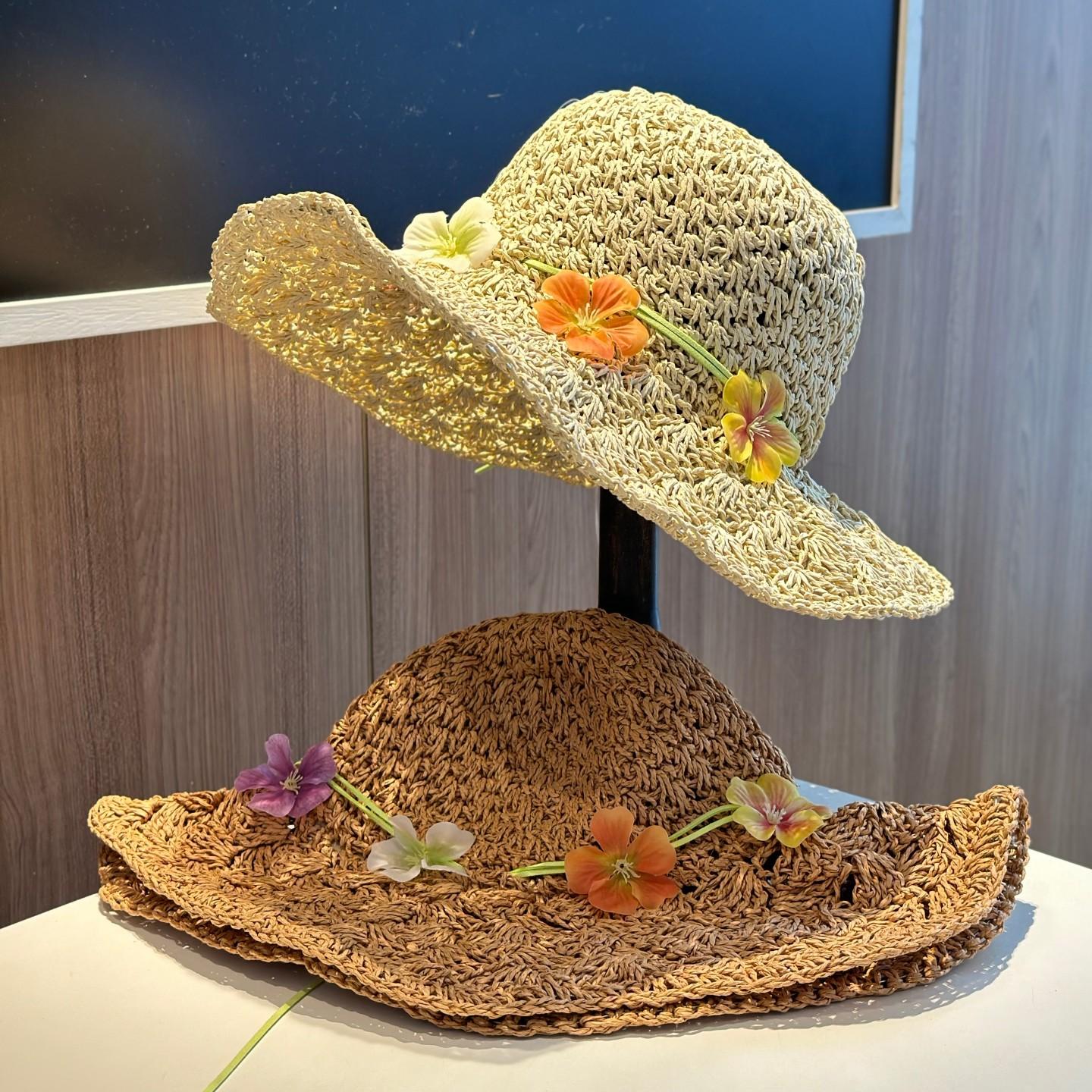 夏季草编镂空大檐防晒沙滩帽女