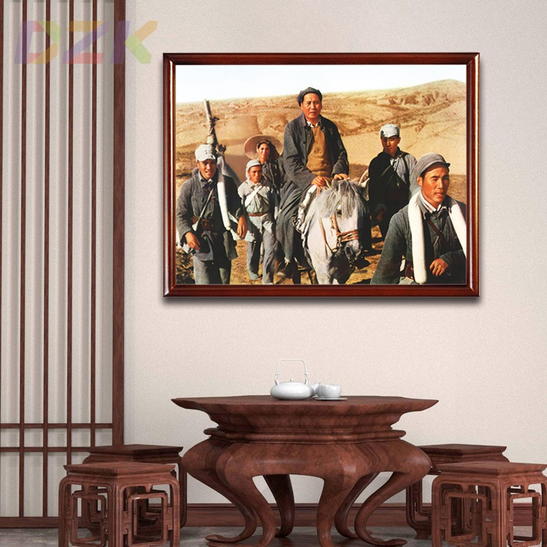 毛主席画像有框毛爷爷转战陕北途中壁挂像客厅装饰画伟人中堂挂t9
