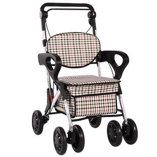 埃立娇老年购物手推车老人助行买菜车代步助行车折叠可坐轻便推椅