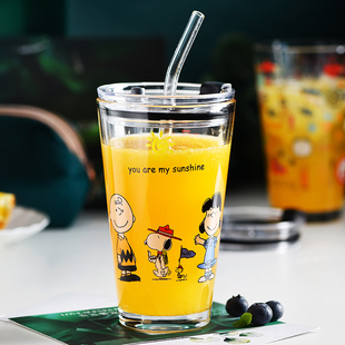 水杯玻璃杯女可爱吸管杯咖啡杯便携杯子ins风高颜值随行杯牛奶杯