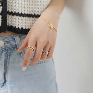 ins潮冷淡风编织钛钢戒指女小众设计个性时尚轻奢高级感食指指环