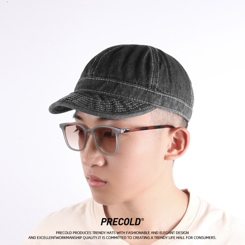 美式短檐帽牛仔全封闭鸭舌帽日系