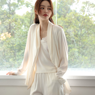 性感睡袍三件套新款冰丝吊带睡衣女春秋季甜美高级感女休闲家居服