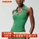 网球服跑步运动外穿翻领背心高强度防震健身上衣女瑜伽文胸含胸垫