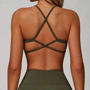云感软糯瑜伽文胸速干细肩带交叉美背健身背心防震跑步运动内衣女