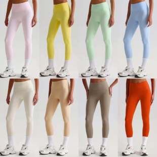 多巴胺 蜜桃提臀健身裤 欧美磨毛裸感瑜伽裤 女高腰收腹紧身运动长裤