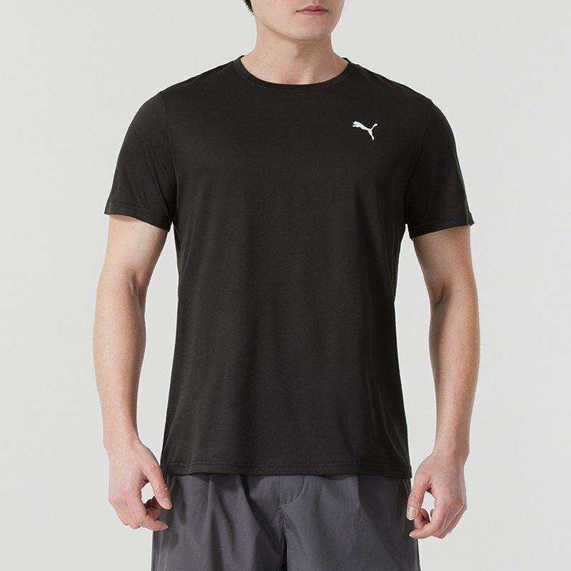 Puma彪马男服ESSENTIALS SOLID圆领透气休闲服简约时尚短袖T恤