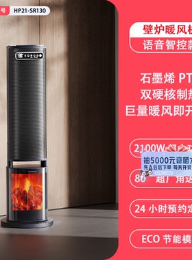 艾美特家用立式暖风机取暖器客厅卧室数显温控仿真火焰HP21-SR130