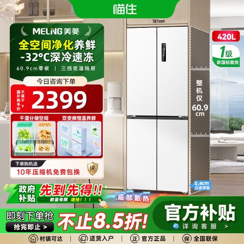 超薄机身嵌入  冷藏冷冻全域净化