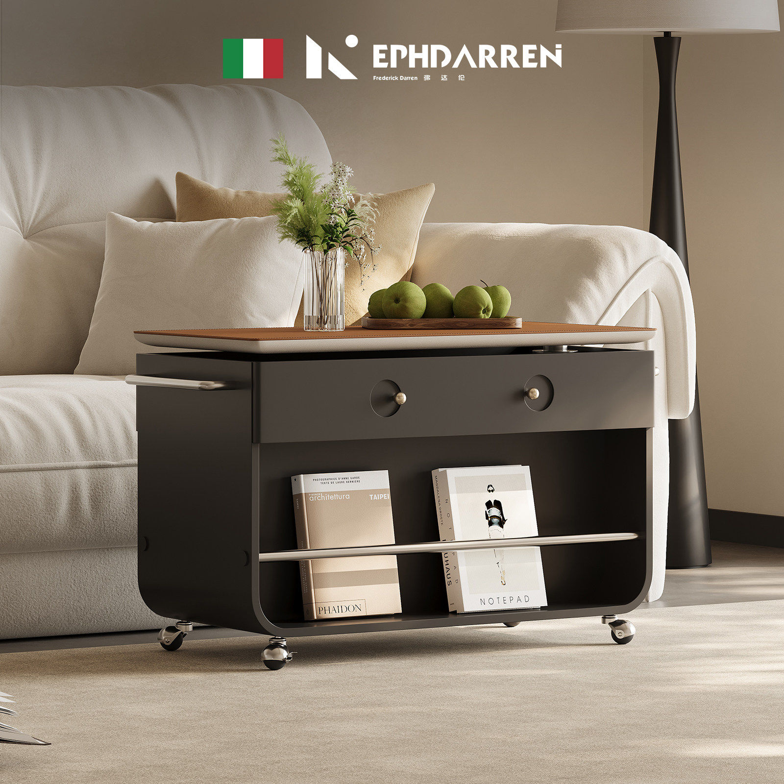 【自营】EPHDARREN/弗达伦意式极简小推车边几升降可移动沙发边柜,住宅家具,移动边几/推车,淘宝优惠券,粉丝福利购,淘宝优惠卷