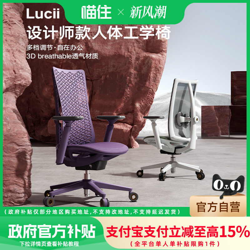 智芯露西卢卡设计师款女神椅人体工学椅家用久坐舒适办公椅电脑椅