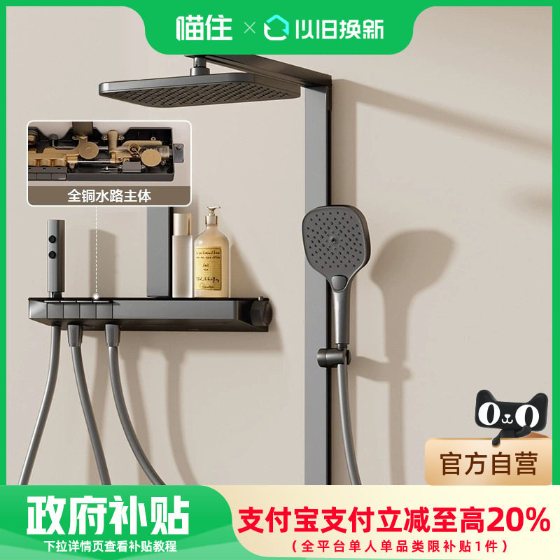 箭牌卫浴110恒温数显淋浴花洒套装钢琴按键瀑布顶喷家用安全防烫