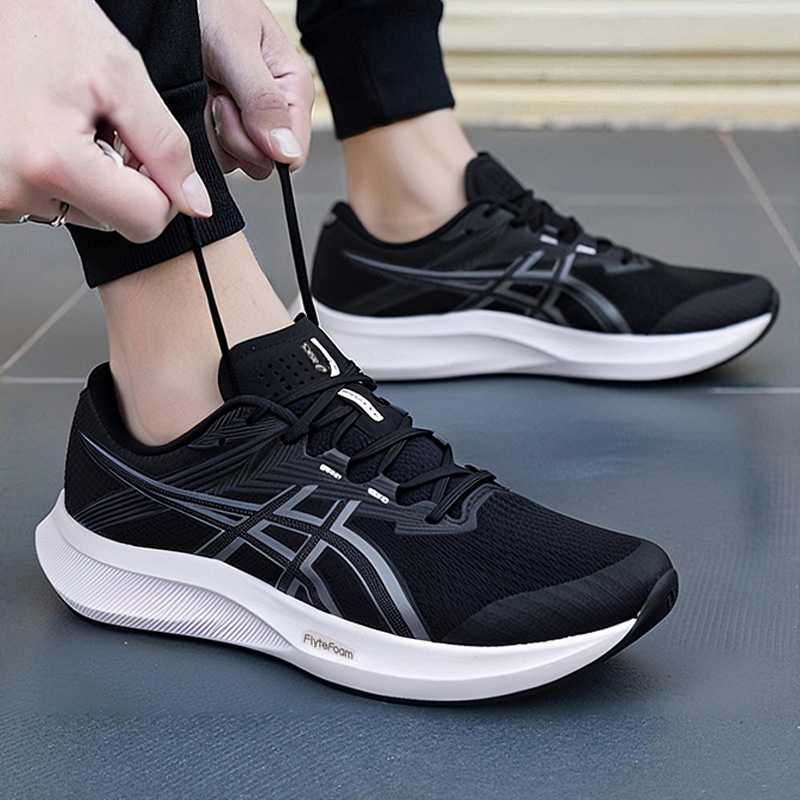 Asics亚瑟士官方正品跑步男鞋2E宽楦黑白经典训练鞋轻质百搭跑鞋