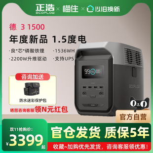 德3 正浩EcoFlow 1500 1.5度电大容量大功率户外移动电源磷酸铁锂 停电应急 露营便携车载摆摊 重磅新品