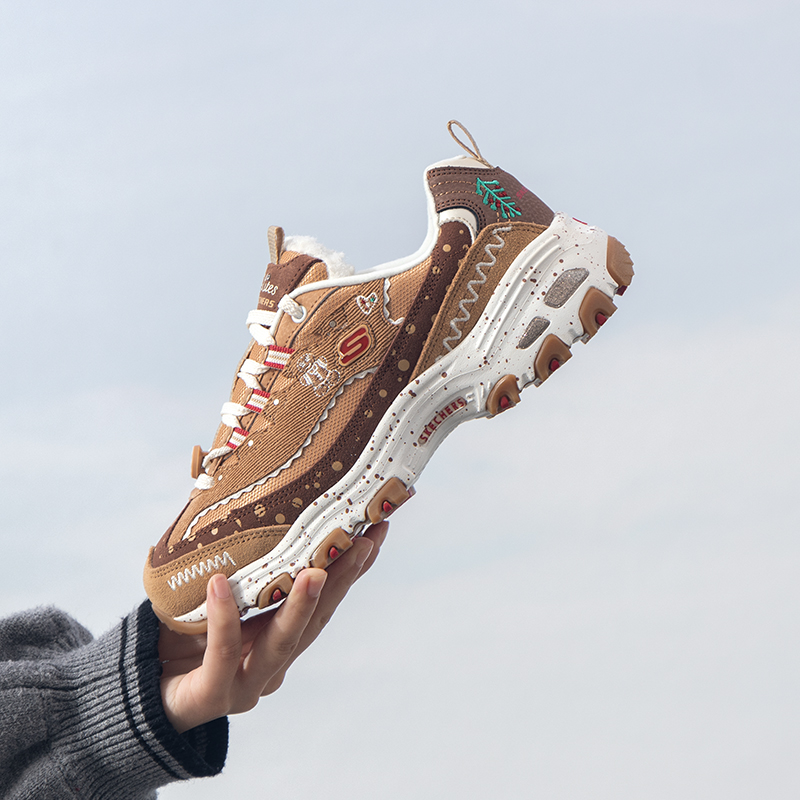 Skechers/斯凯奇加绒熊猫鞋女鞋复古运动鞋厚底显高老爹鞋休闲鞋