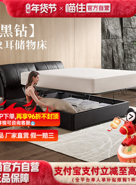 芝华仕现代简约高端大气主卧大床真皮家具意式极简软包储物床C618