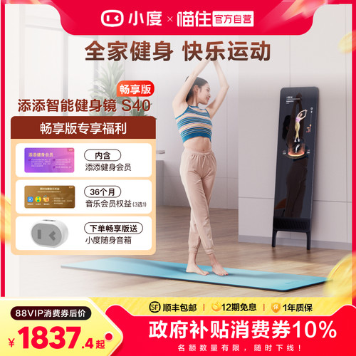 小度添添健身镜S40瑜伽舞蹈唱歌镜子落地智能
