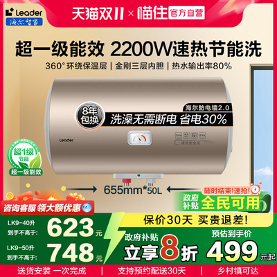 【政府补贴20%】海尔电热水器家用卫生间一级能效速热节能60L统帅