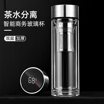 高硼硅玻璃杯智能显温泡茶杯