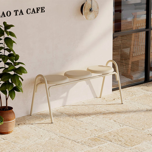 韩国多巴胺户外长凳公园长椅奶茶咖啡店健身房休息凳商场铁艺椅子