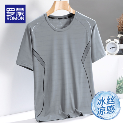 罗蒙男士短袖t恤男2023新款潮牌