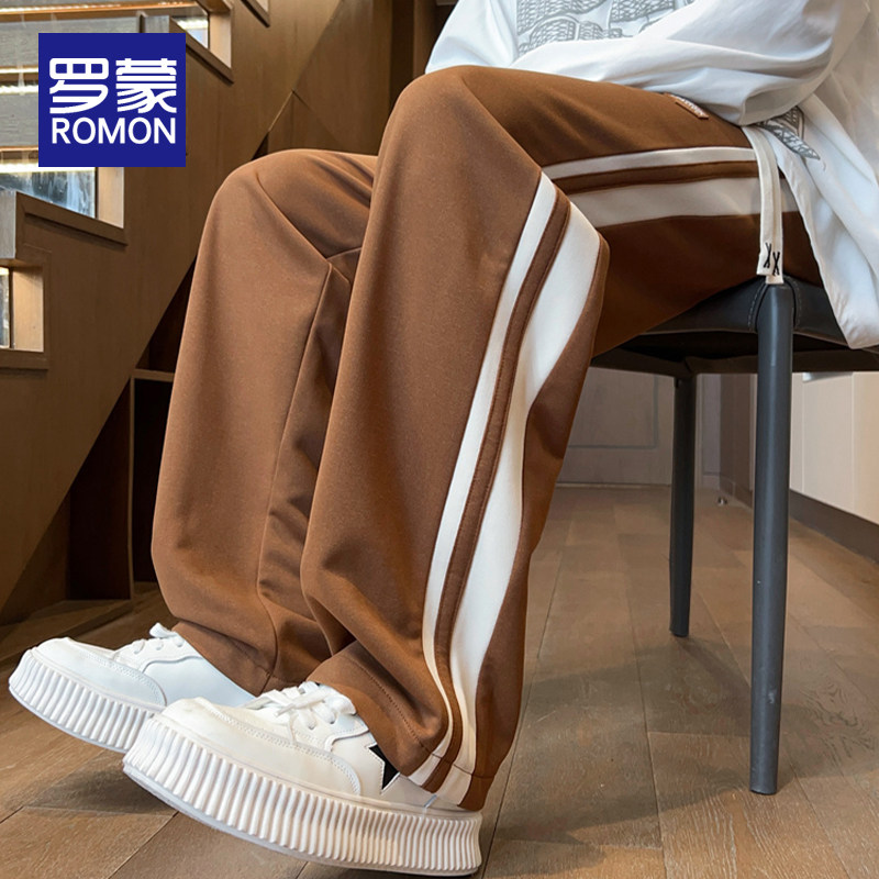 罗蒙潮牌垂坠感休闲裤子男春秋季新款宽松直筒阔腿长裤男运动卫裤,男装,休闲裤,淘宝优惠券,粉丝福利购,淘宝优惠卷