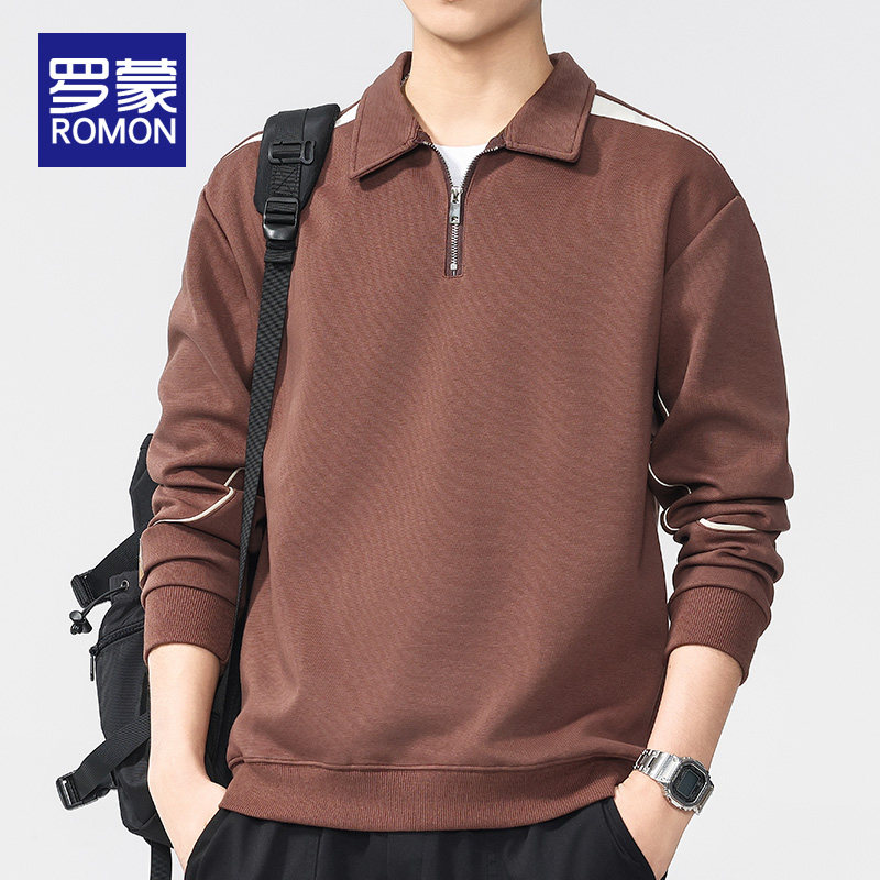 罗蒙半拉链卫衣男款春秋潮流休闲polo衫宽松拼色翻领长袖t恤男士,男装,卫衣,淘宝优惠券,粉丝福利购,淘宝优惠卷