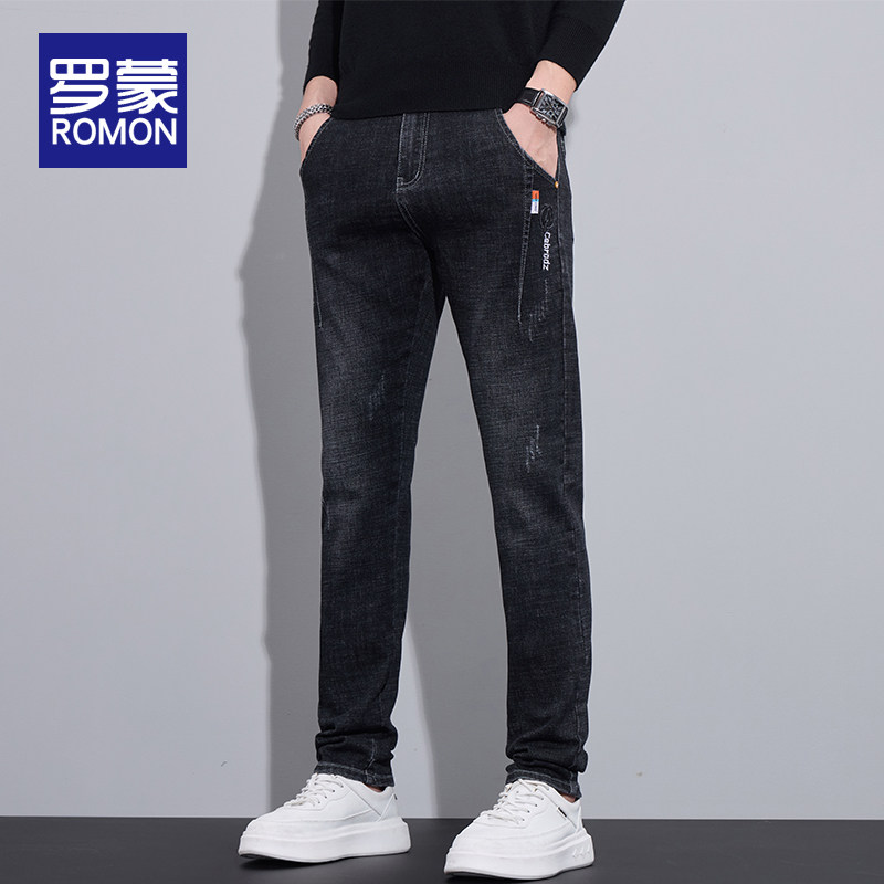 罗蒙2026新款复古水洗牛仔裤男修身直筒长裤潮流弹力男士休闲裤子,男装,牛仔裤,淘宝优惠券,粉丝福利购,淘宝优惠卷