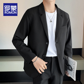 西服韩版 百搭休闲小西装 修身 春秋季 潮流单西上衣外套男款 罗蒙男士