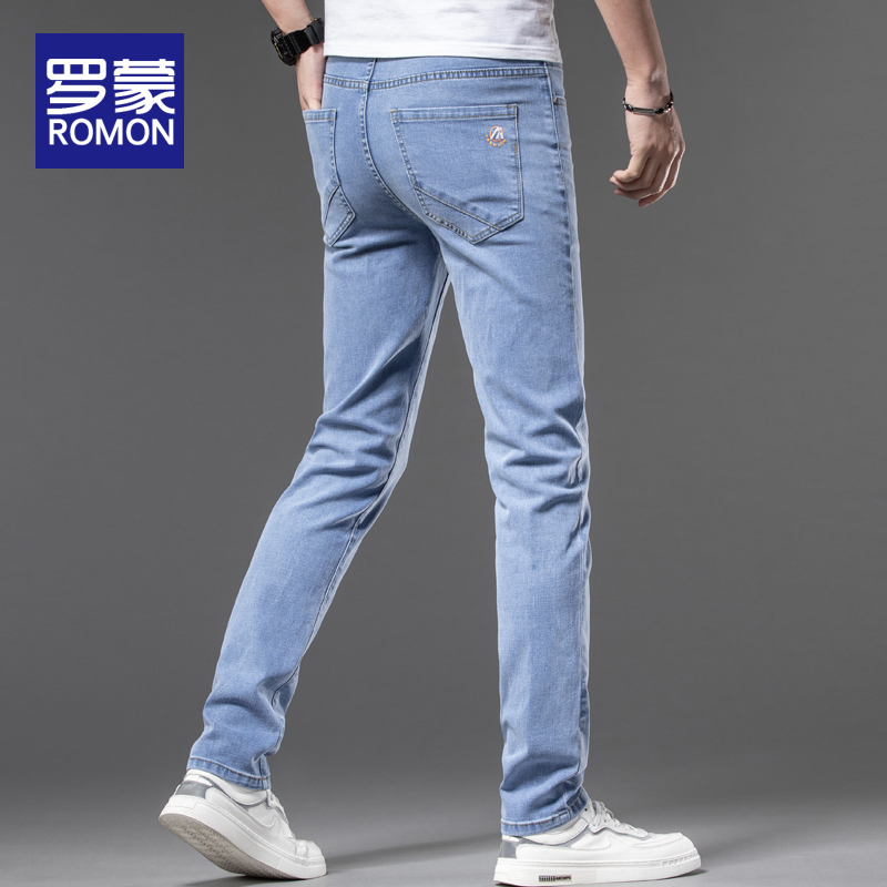 罗蒙夏季青年男新款修身牛仔裤