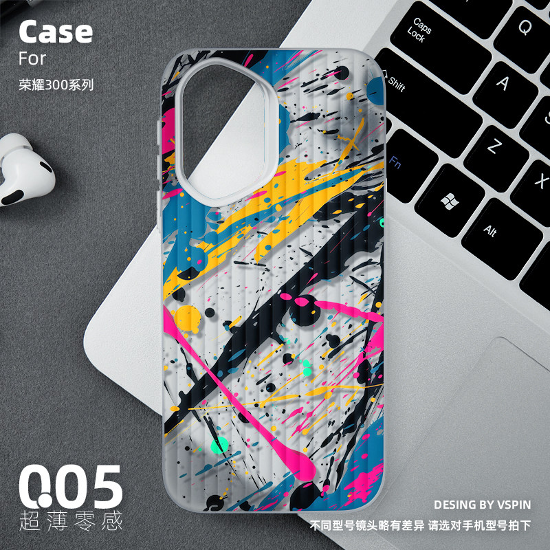 蓝黑油画手机壳适荣耀300新款Ultra磨砂半透明旅行箱壳超薄全包不会撞壳高级感男女情侣超火防滑简约创意时尚