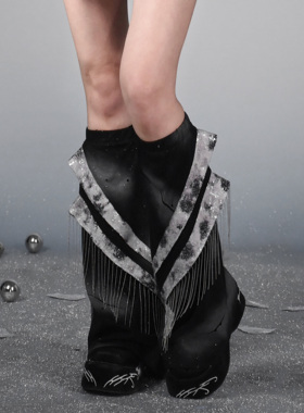 虚轨原创 数据幽灵 Y3k亚文化未来感金属流苏辣妹腿套中筒袜套女