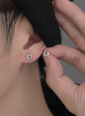 耳钉男潮ins简约小巧缠绕耳环高级感个性单只欧美男士耳饰