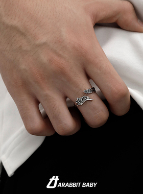 守运原创天使与恶魔翅膀戒指男戒个性复古指环小众潮网红嘻哈