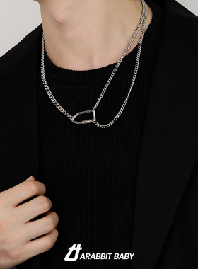 王嘉尔同款安全扣项链男小众设计