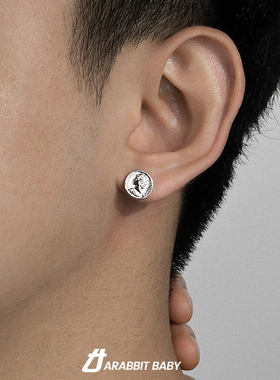 嘻哈头像耳钉男潮ins冷淡风小众设计感个性欧美单只耳饰男士耳环