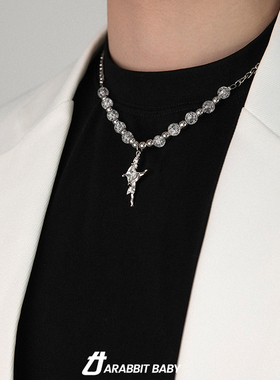 珍珠拼接项链男女秋冬新款2023爆款星芒吊坠锁骨链小众配饰饰品