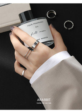 轻奢韩版叠戴组合ins宽面戒指