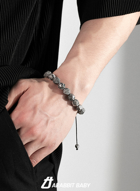 2024年新款手链男款高级感轻奢小众抽拉式不规则切面情侣手串配饰