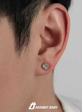 锆石小钻耳钉男ins风小众痞帅个性潮耳环女高级感耳饰配饰耳骨钉