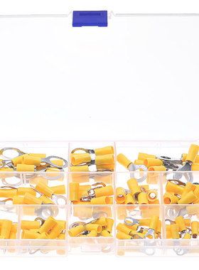 12种RV系列圆形黄色优质预绝缘冷压接线端子连接器O型压线套件