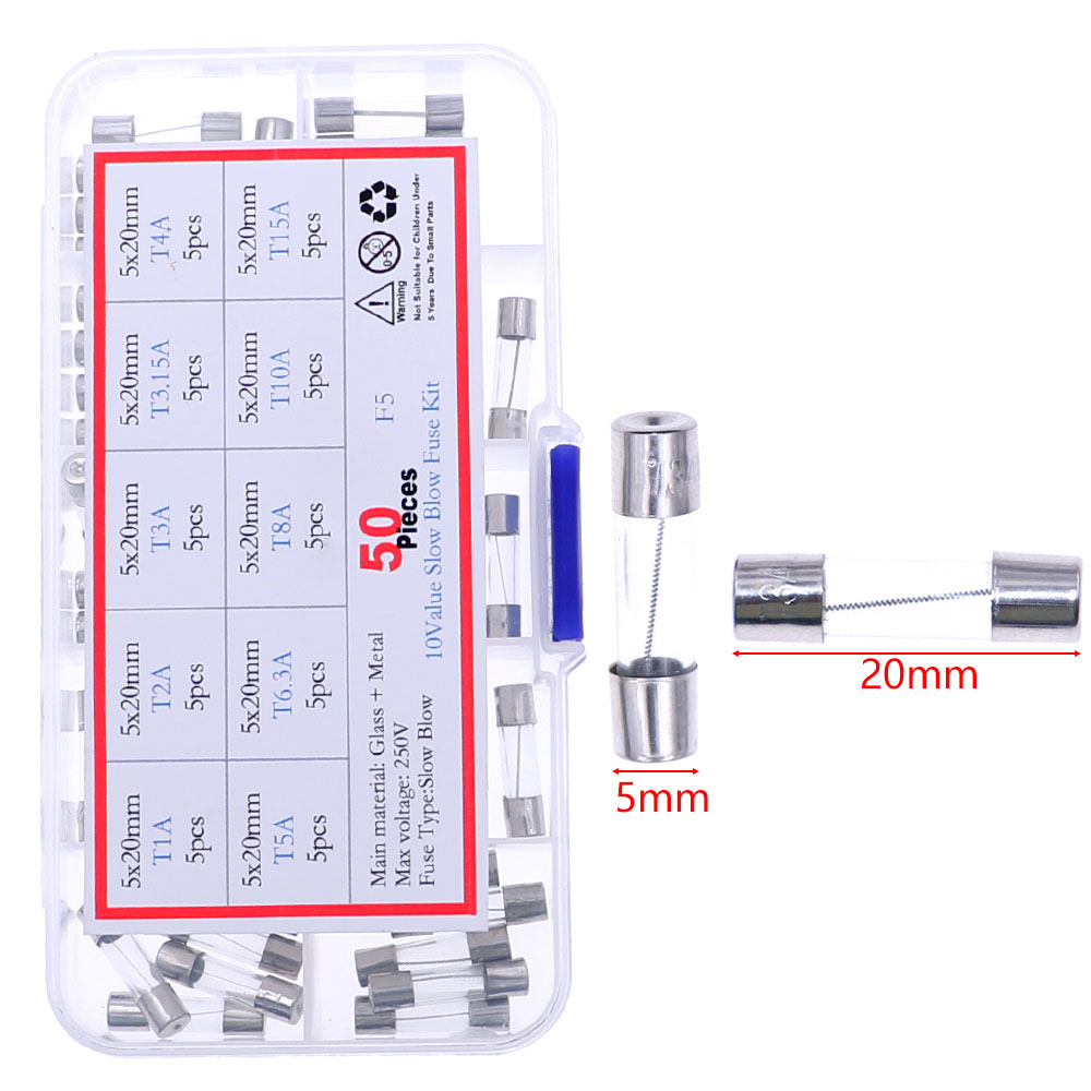 10种50个5*20mm延时玻璃保险管