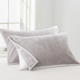 牛奶绒枕巾加厚一对装珊瑚绒枕巾法兰绒情侣枕头巾毛绒巾冬季家用