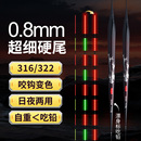 316罗非专用夜光漂高灵敏0.8mm超细硬尾咬钩变色细长身底钓鲫鱼漂