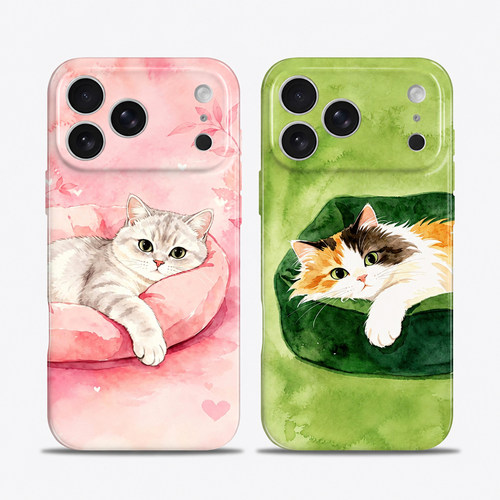 情侣萌猫 适用iPhone18promax苹果17手机壳16e简约15plus小众14华为mate80保护壳pura90小米17防摔oppofindx9